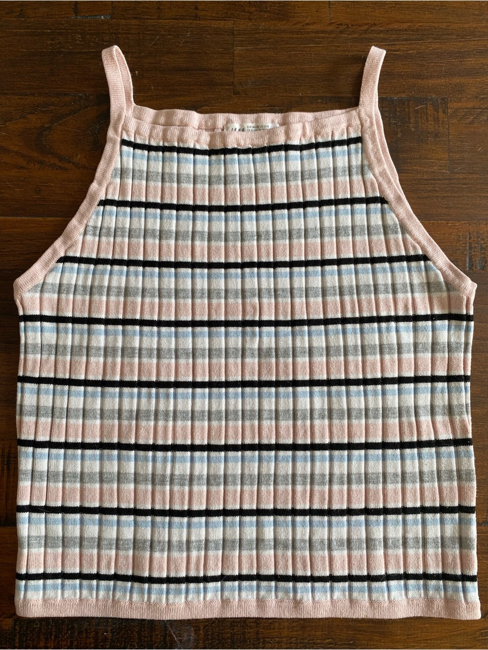 H&M Pink Striped Ribbed Halter Tank